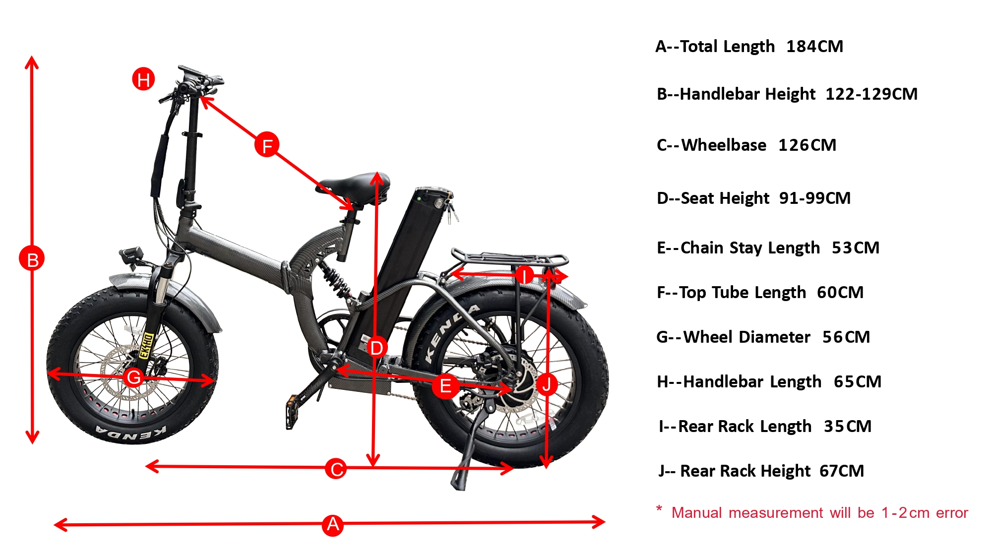 Geometria de bicicleta elétrica de pneu de gordura dobrável