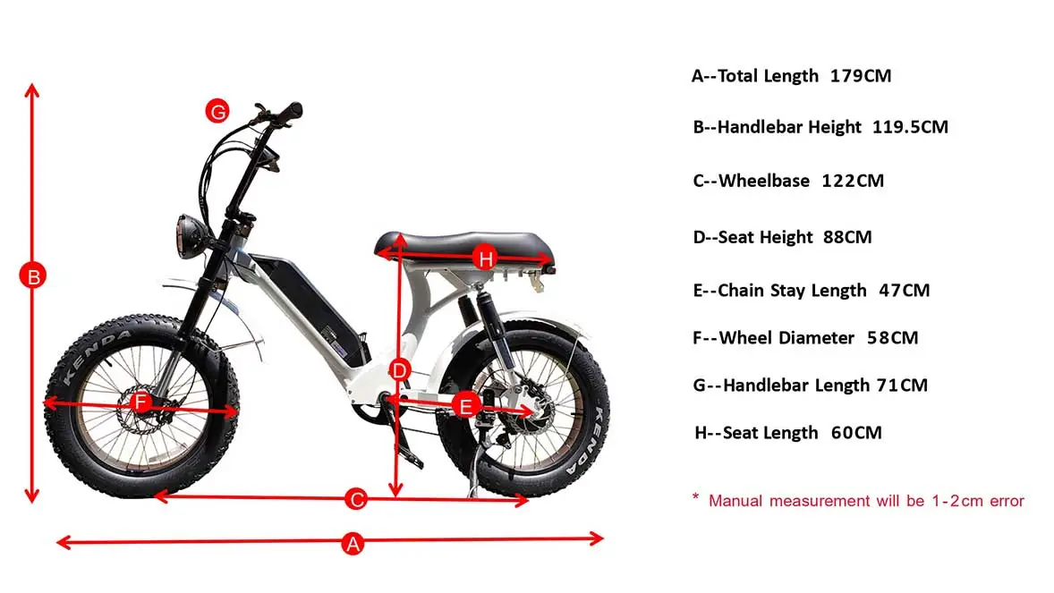 Geometria de bicicleta elétrica de pneu de gordura de motor duplo