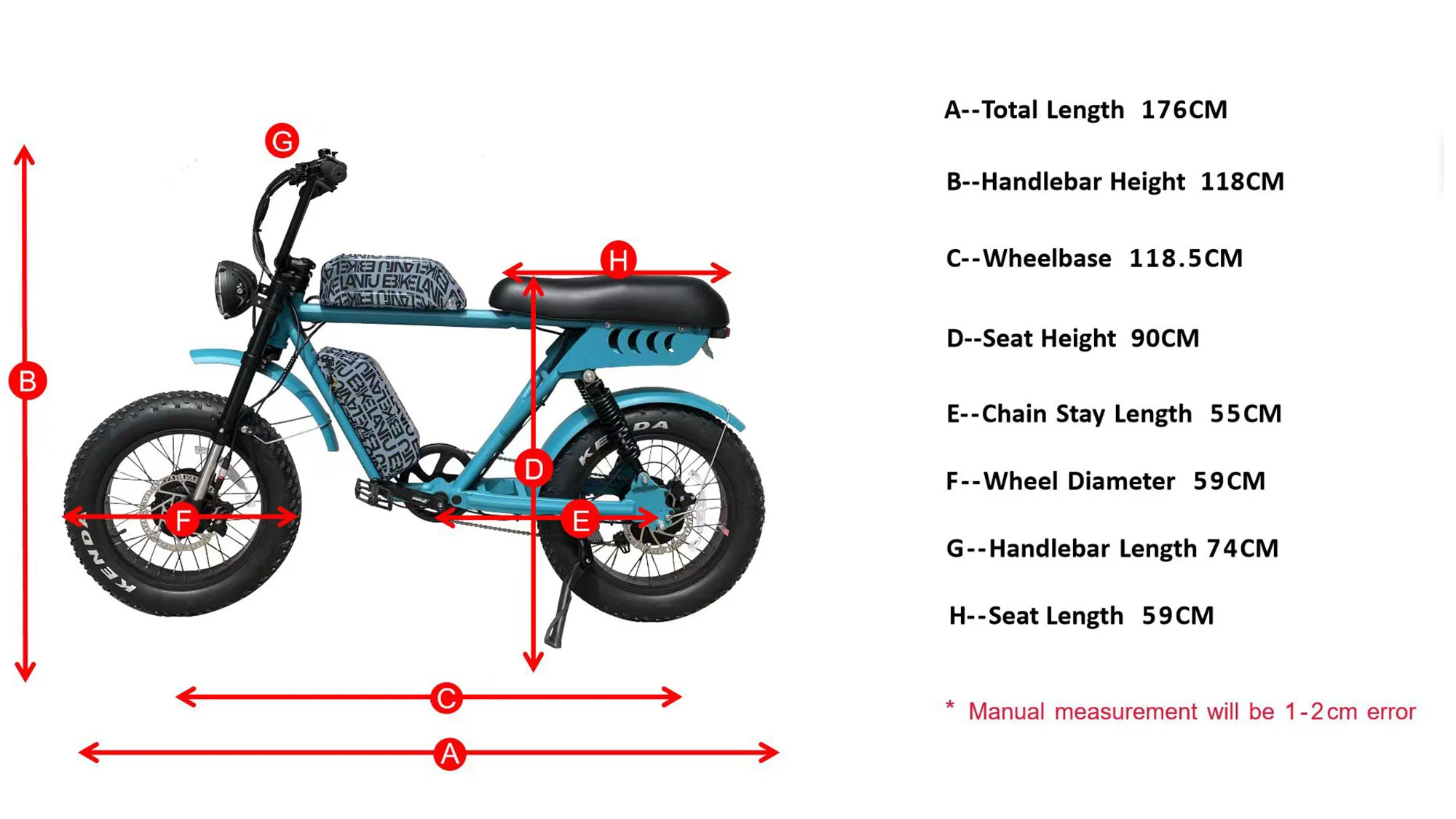 Geometria de 52V Dual Motor Baterias Duplas Bicicleta Elétrica