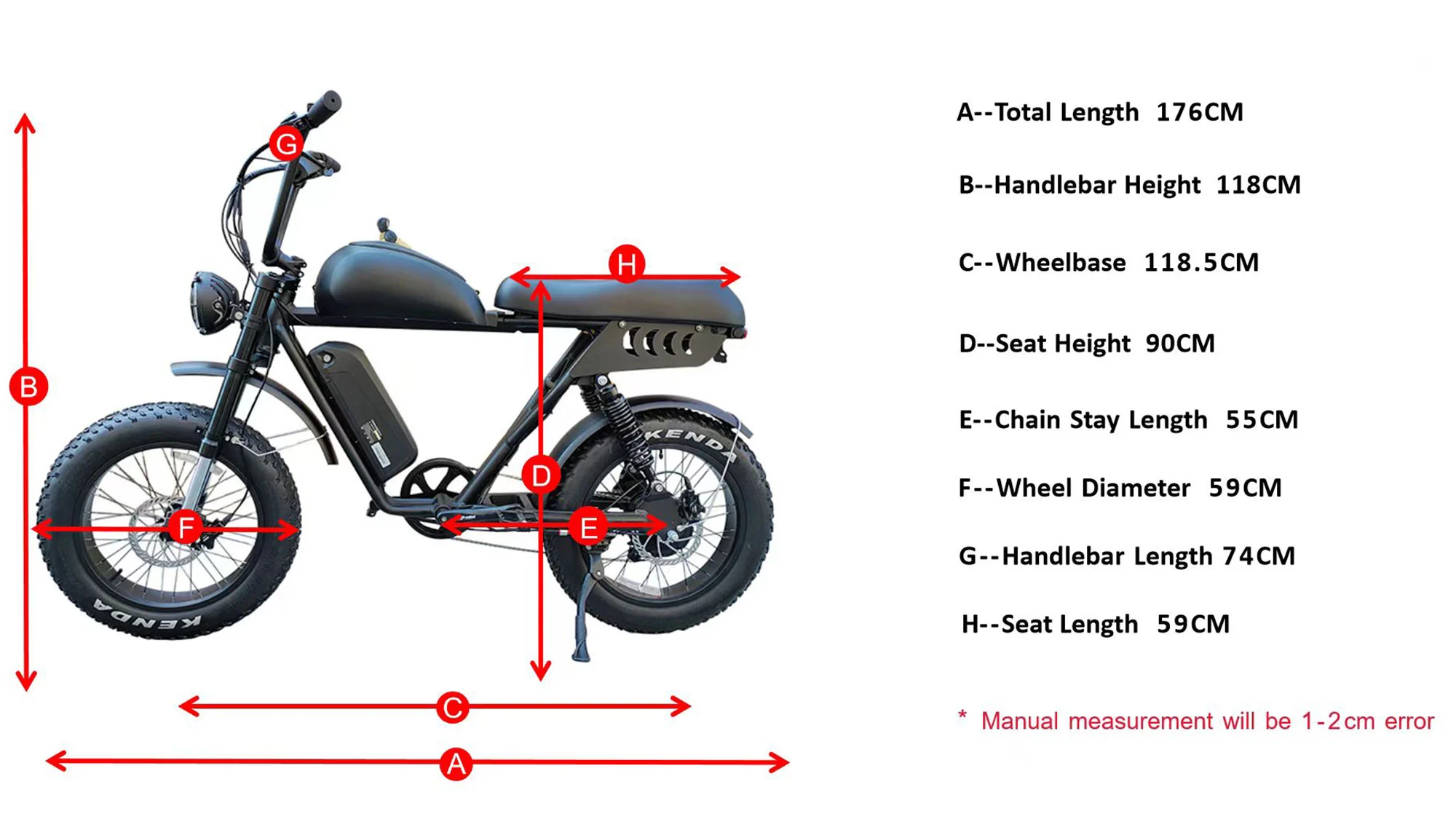 Geometria de bicicleta elétrica de pneu de gordura retrô