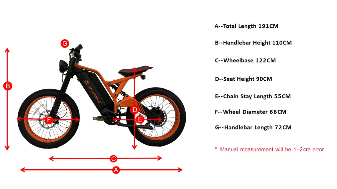 Geometria da bicicleta elétrica da sujeira