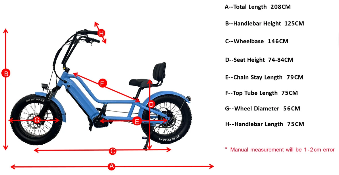 Geometria de bicicleta reclinada elétrica